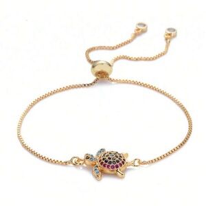 Gold Turtle Charm Bracelet